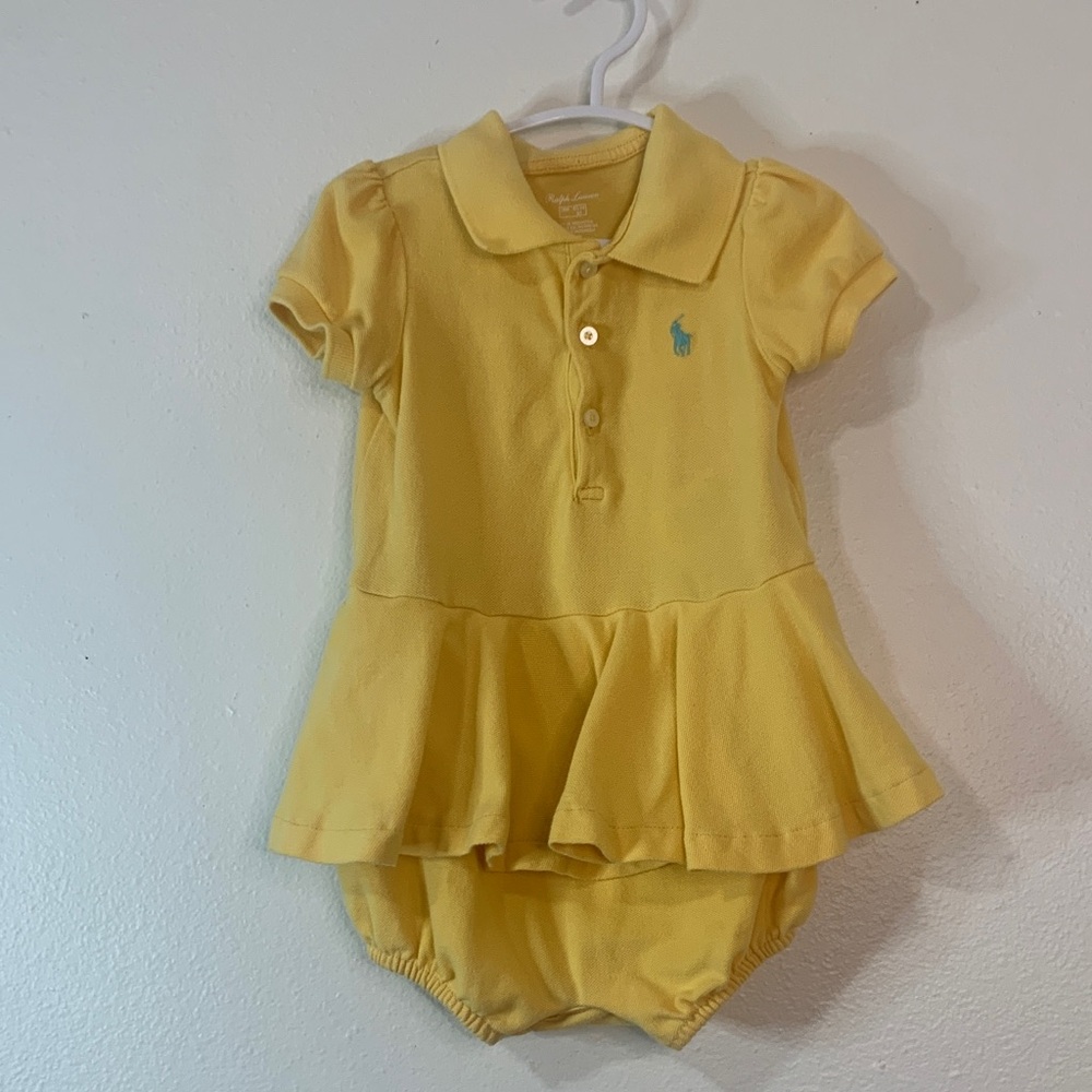 Ralph Lauren Yellow Baby Diaper Cover Set One piece Size 18 months - Picture 3 of 5